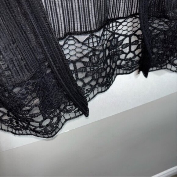 Stylish Black Women’s OS Sheer Lace Cardigan Coverup Kimono Swim Beach - Picture 5 of 6